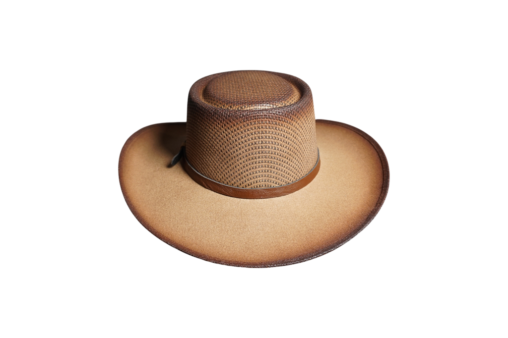 Flat-Top Gambler Cowboy Hat - Chocolate Brown Straw
