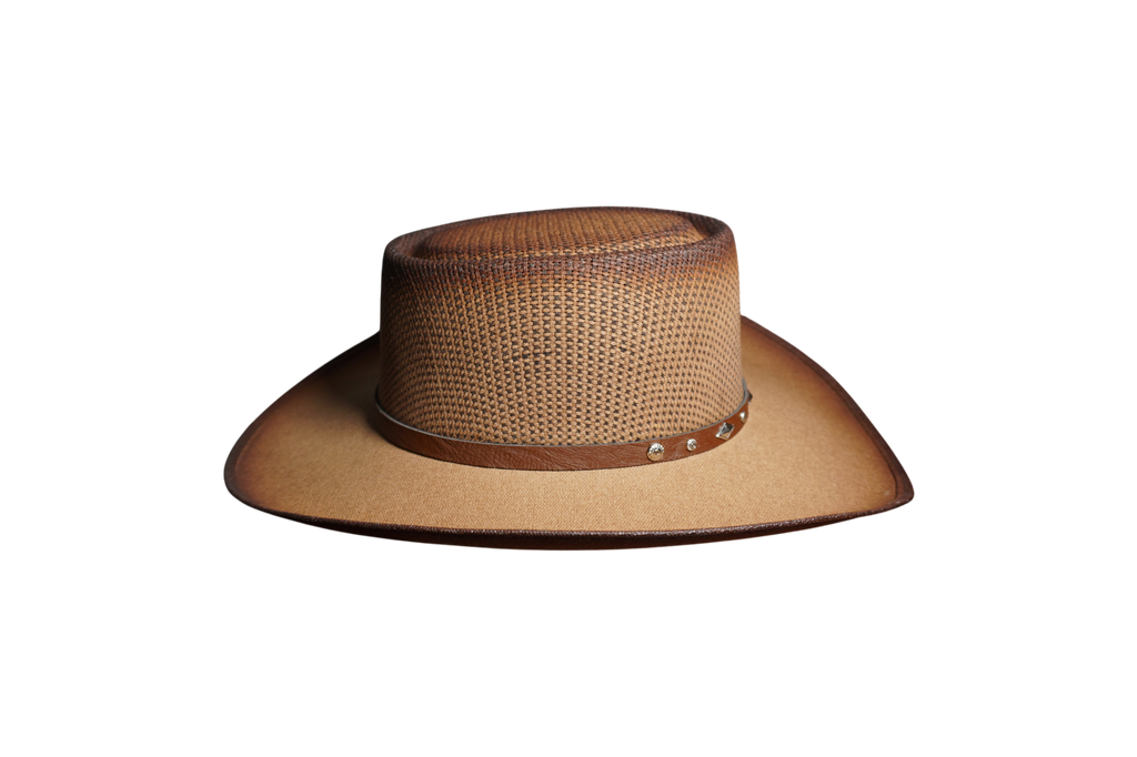Flat-Top Gambler Cowboy Hat - Chocolate Brown Straw