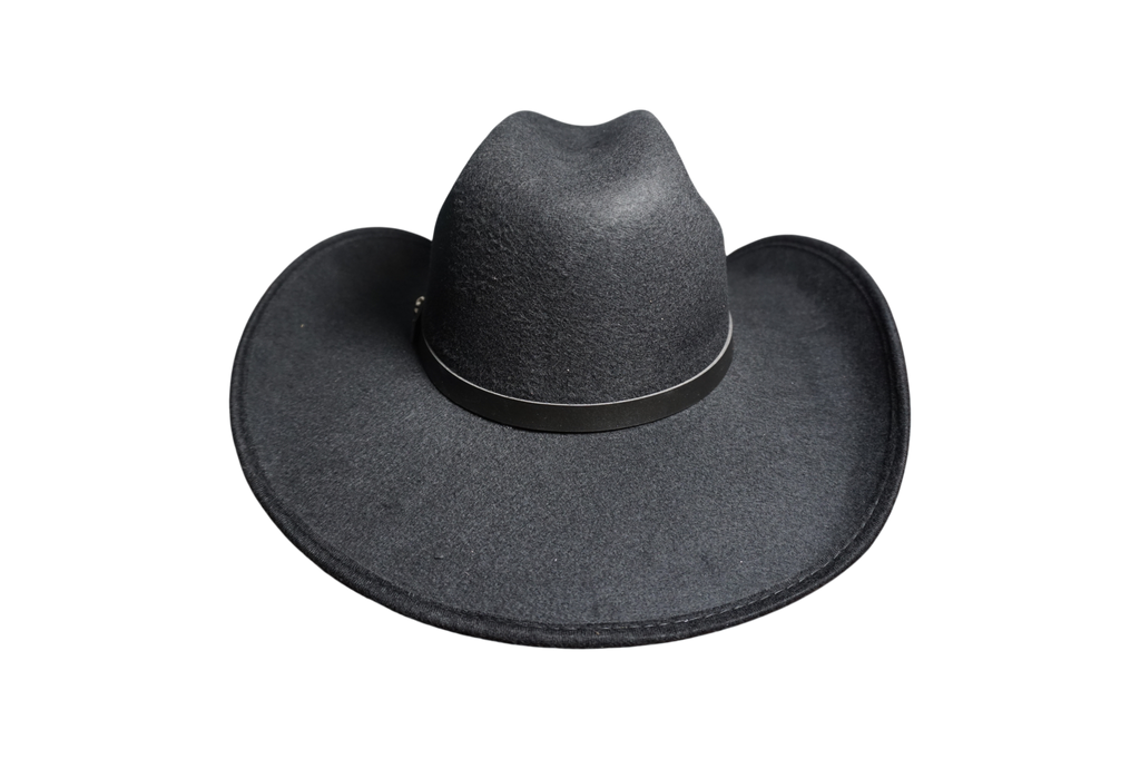 Black Felt Outlaw Hat with Silver-Tone Studded Band
