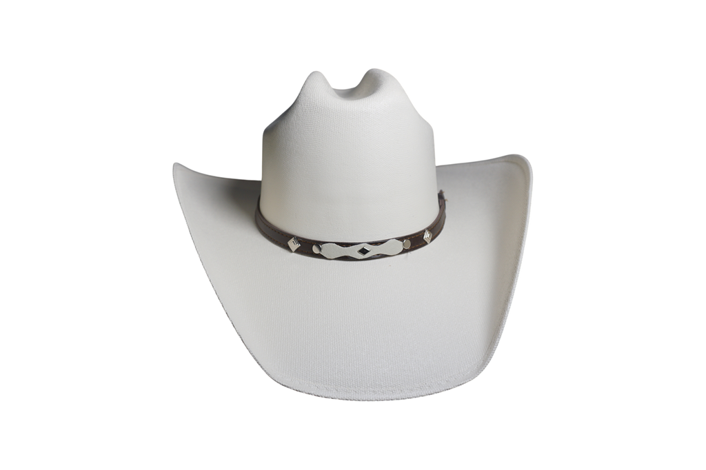 Modern Cattleman Hat with Two-Tone Studded Band - Bright White