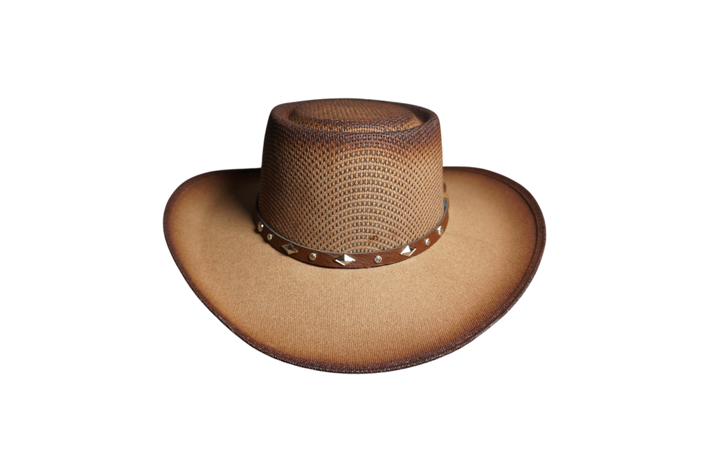 Flat-Top Gambler Cowboy Hat - Chocolate Brown Straw