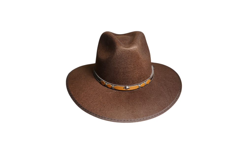 Western Pinch-Front Wool Felt Hat - Chocolate Brown