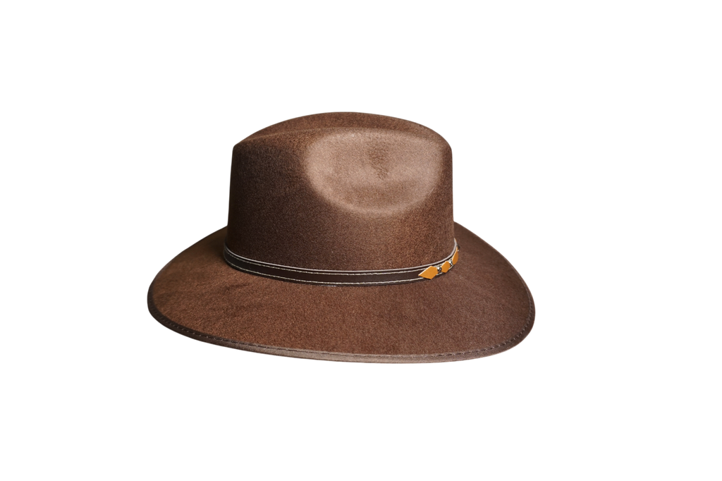 Western Pinch-Front Wool Felt Hat - Chocolate Brown