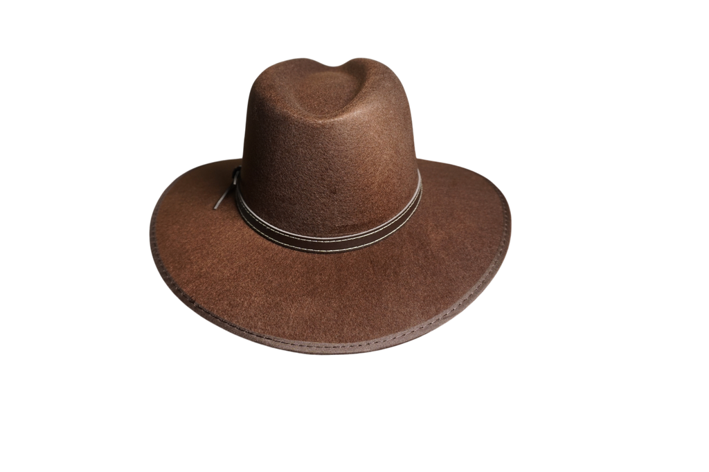 Western Pinch-Front Wool Felt Hat - Chocolate Brown