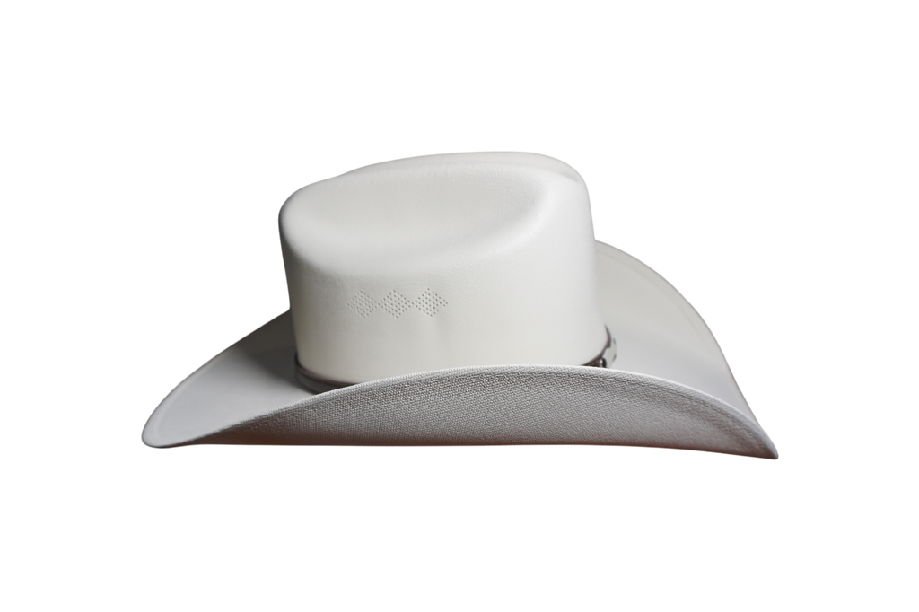Modern Cattleman Hat with Two-Tone Studded Band - Bright White